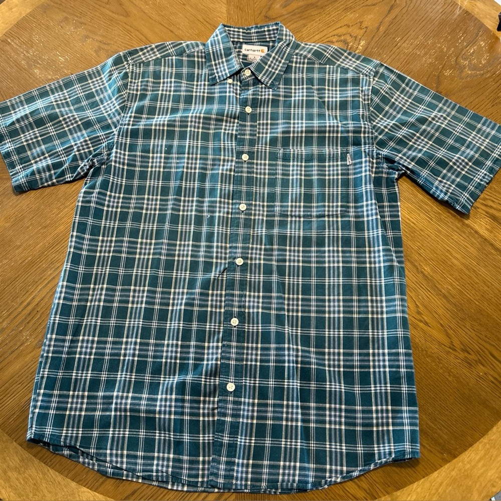 Carhartt Men’s Short Sleeve Button Up Large Tall S277 Green